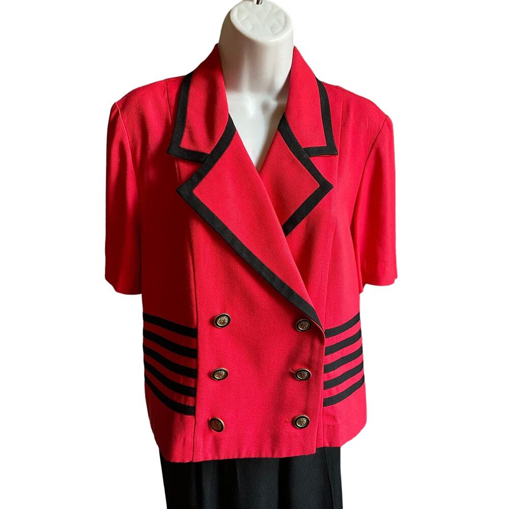 Vtg 80’s Nautical Red Blk Pant Suit, 2piece Women’s 10P Perceptions by Irene B
